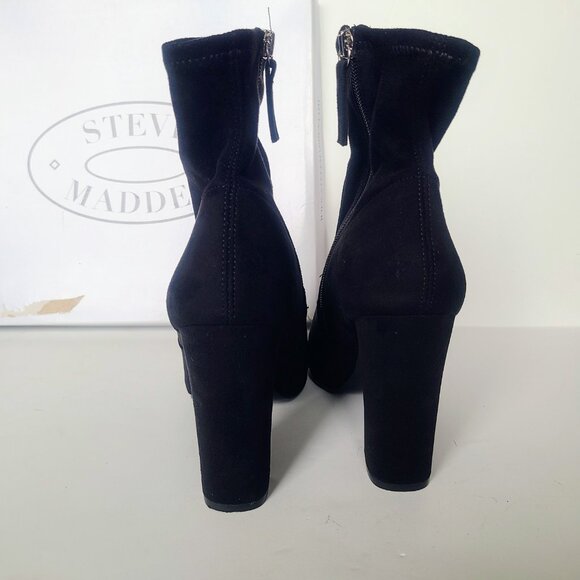 Steve Madden 'Edit' Black Suede Slouchy Heeled Ankle Booties Women's Size 7 - Picture 9 of 14